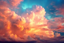 Vivid sky adorned with lovely clouds. Generative AI