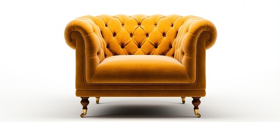 Gold armchair on white background Design element