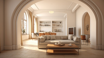 Architect s concept incomplete project transformed into elegant classic living room 