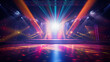 © Ziyan Yang - Empty stage with colorful spotlights. Scene lighting effects.
