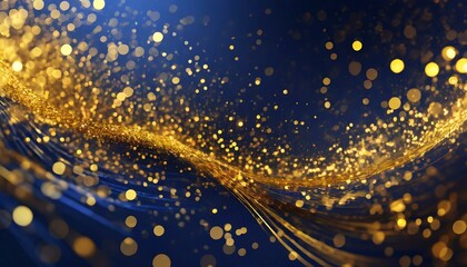 Wall Mural - abstract background with dark blue and gold particle christmas golden light shine particles bokeh on