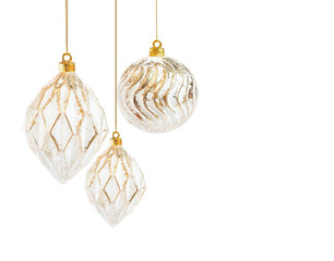 christmas decorations isolated on transparent background with copy space for text.