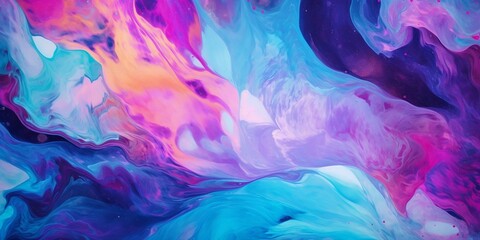 Aufkleber - Abstract paint color background. Exoplanet cosmic sea pattern, paint stains. Marbleized effect. Background with abstract swirling paint effect. Liquid acrylic picture with flows and sp : Generative AI