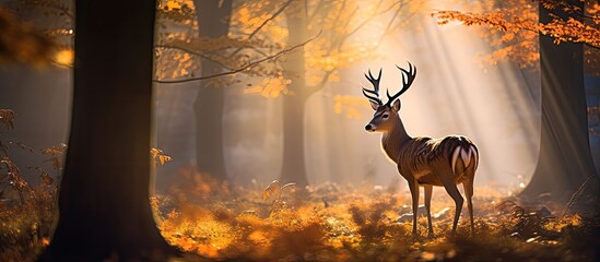 Poster - Autumnal light encases a deer