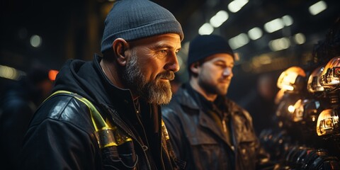 Leinwandbilder - Two Heavy Industry Engineers Walking Inside Pipe, Use Laptop, Have Discussion, Checking Welding. Construction of the Oil, Natural Gas and fuels Transport Pipeline. Industrial Manufactu : Generative AI