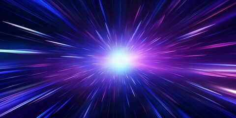 Fototapete - Purple & blue abstract radial lines geometric background. Data flow. Optical fiber. Explosion star. Motion effect. Background : Generative AI