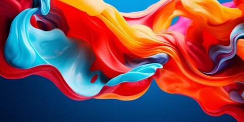 Aufkleber - Close-up shot of thick paint of various bright colors flowing down and mixing together : Generative AI