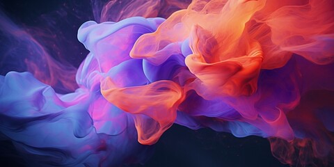 Aufkleber - Beautiful abstraction of liquid paints in slow blending flow mixing together gently : Generative AI