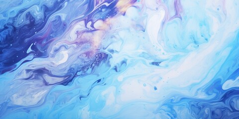 Aufkleber - Abstract paint color background. Exoplanet cosmic sea pattern, paint stains. Marbleized effect. Background with abstract swirling paint effect. Liquid acrylic picture with flows and sp : Generative AI