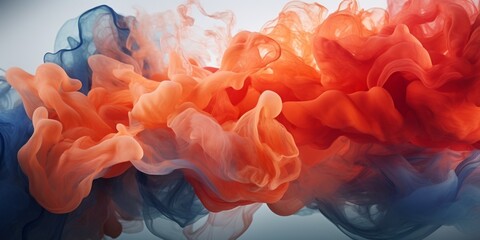 Aufkleber - Beautiful abstraction of liquid paints in slow blending flow mixing together gently : Generative AI