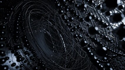 Aufkleber - Spinning wild technological tornado. Design. Twisted metal wires and spheres.