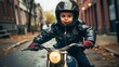 small kid riding a motorbike, generative ai