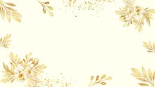 Golden Flower Corner Frame Appearing Composition For Wedding And Valentine