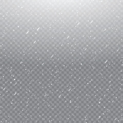 Wall Mural - Xmas and New Year pattern with falling snowflakes on transparent background. Vector