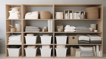 Wall Mural - A clean and organized laundry room with labeled bins for sorting clothes