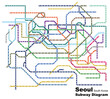 Layered editable vector illustration of the subway diagram of Seoul,South Korea.