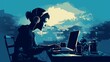 © KerXing - Silhouette of a person with cerebral palsy engaging in assistive technology for education, showcasing their ability to access and participate in learning environments