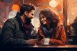 Capturing Heartfelt Moments: Friends and Loved Ones Bond Over Coffee - Art Celebrating Warmth and Connection - International coffee day concept.