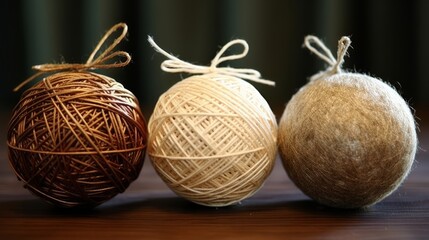 Sticker - Yarn-wrapped Christmas ornaments, adding a handmade touch to your holiday decor