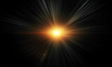 Fototapeta Zachód słońca - Beautiful light flares. Glowing streaks on dark background
