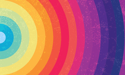 Wall Mural - Sunset of Summer smooth rainbow art circle vintage background vector design.