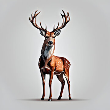 deer isolated, Transparent vector style. ai generative