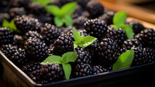  Blackberries At A Farmers Market,ai Generate