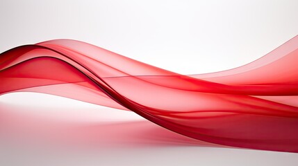 Wall Mural -  a red wave of flowing fabric on a white background with room for text.  generative ai