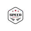 Speed racing motocross badge logo vector design template