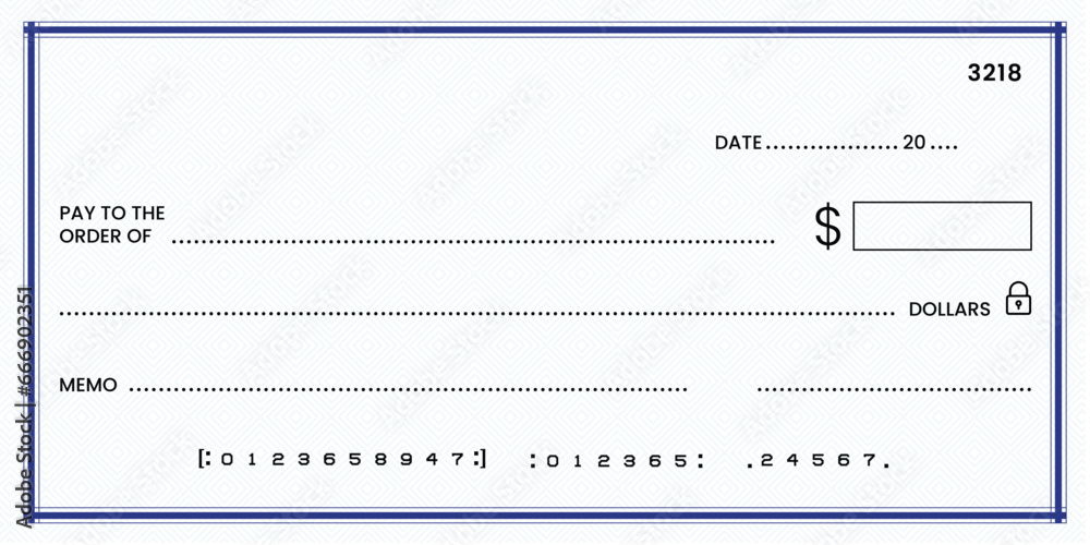 Blank bank check, checkbook cheque template or money payment paper ...