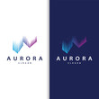 Aurora Light Wave Sky View Logo, Simple Abstract Templet Illustration Design