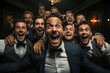 © Degimages - Group of young men celebrating at a party. Bachelor party