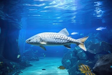 Wall Mural - a fish swimming freely in a big aquarium