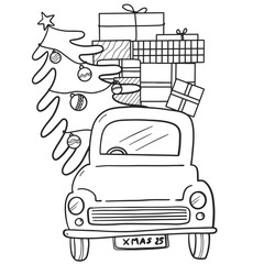 Wall Mural - santa claus's car outline