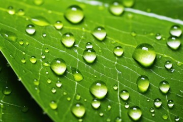 Poster - detail shot of raindrops on a citrus leaf