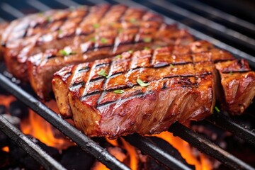 Sticker - close-up shot of grill lines on seitan steak