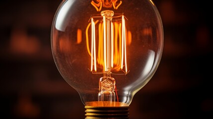 Canvas Print - A close-up of a vintage filament lightbulb