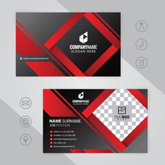 Wall Mural - Set of red and black Modern Corporate Business Card Design Templates, vector eps 10