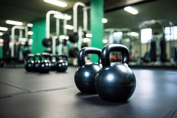 Canvas Print - equipment for kettlebell training in a sports gym