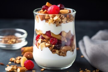 Wall Mural - a detail of yogurt and granola parfait in a glass jar