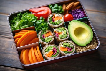 Canvas Print - a lunchbox filled with assorted vegetables