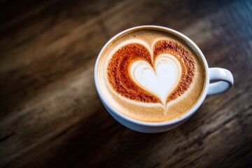 Poster - a heart drawn in the foam of cappuccino