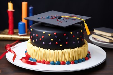 Wall Mural - cake decorated with a graduation cap and diploma