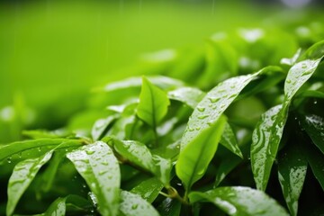 Poster - detailed image of mature tea leaves with visible leaf veins