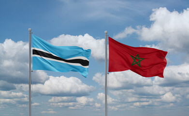 Morocco and Botswana flags, country relationship concept