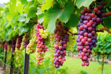 Wall Mural - close-up of vibrant grape bunches hanging from vine