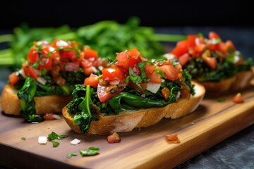 Canvas Print - vegan bruschetta topped with broccoli raab and caramelized onion