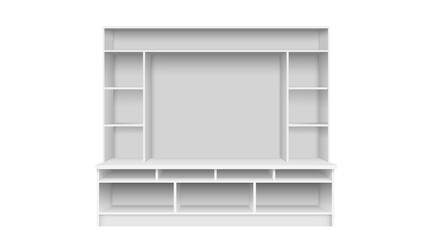 Wall Mural - white showcase cabinet on the white background	