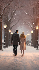 couple walking in the snow