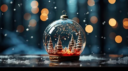 Wall Mural - Christmas ball with Red Ribbon. Snow Globe. Christmas snow globe. Generative AI